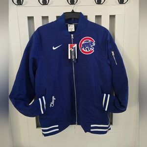 NEW Chicago Cubs Nike Authentic Collection Full-Zip Bomber Jacket Blue Sz Large